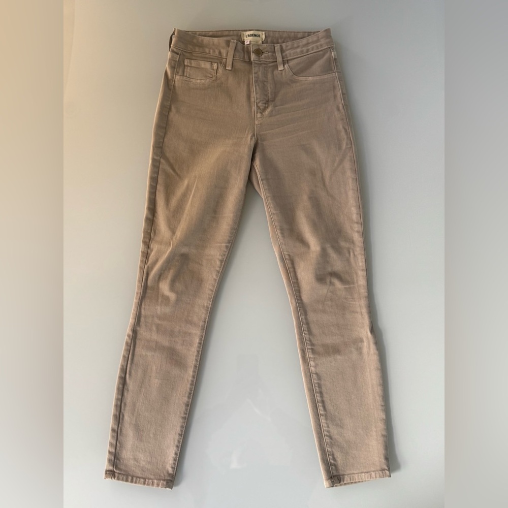 L’AGENCE High Rise Skinny Jeans – Taupe Beige – Size 25